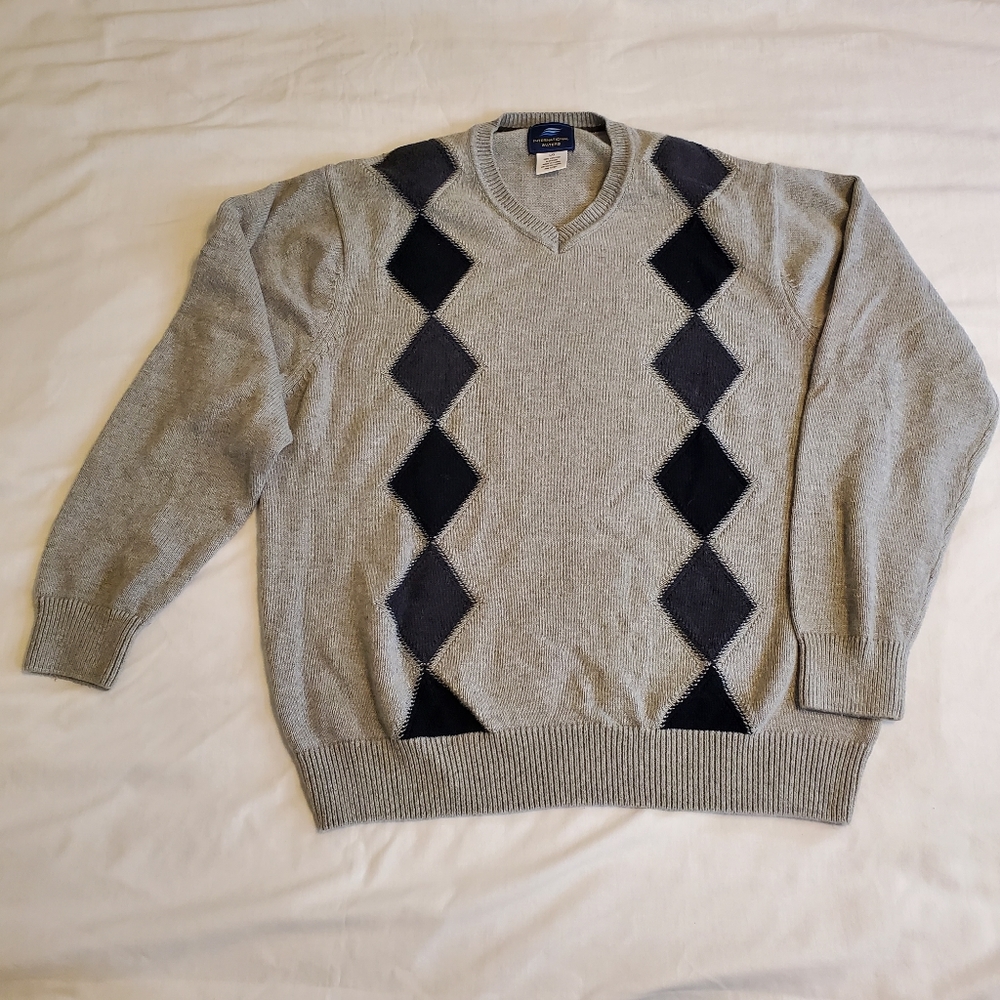 International Waters Men's Sweater, Black Gray, XL
